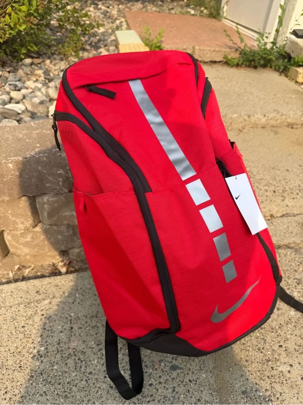 Nike Red Backpack with Silver Reflective Swoosh